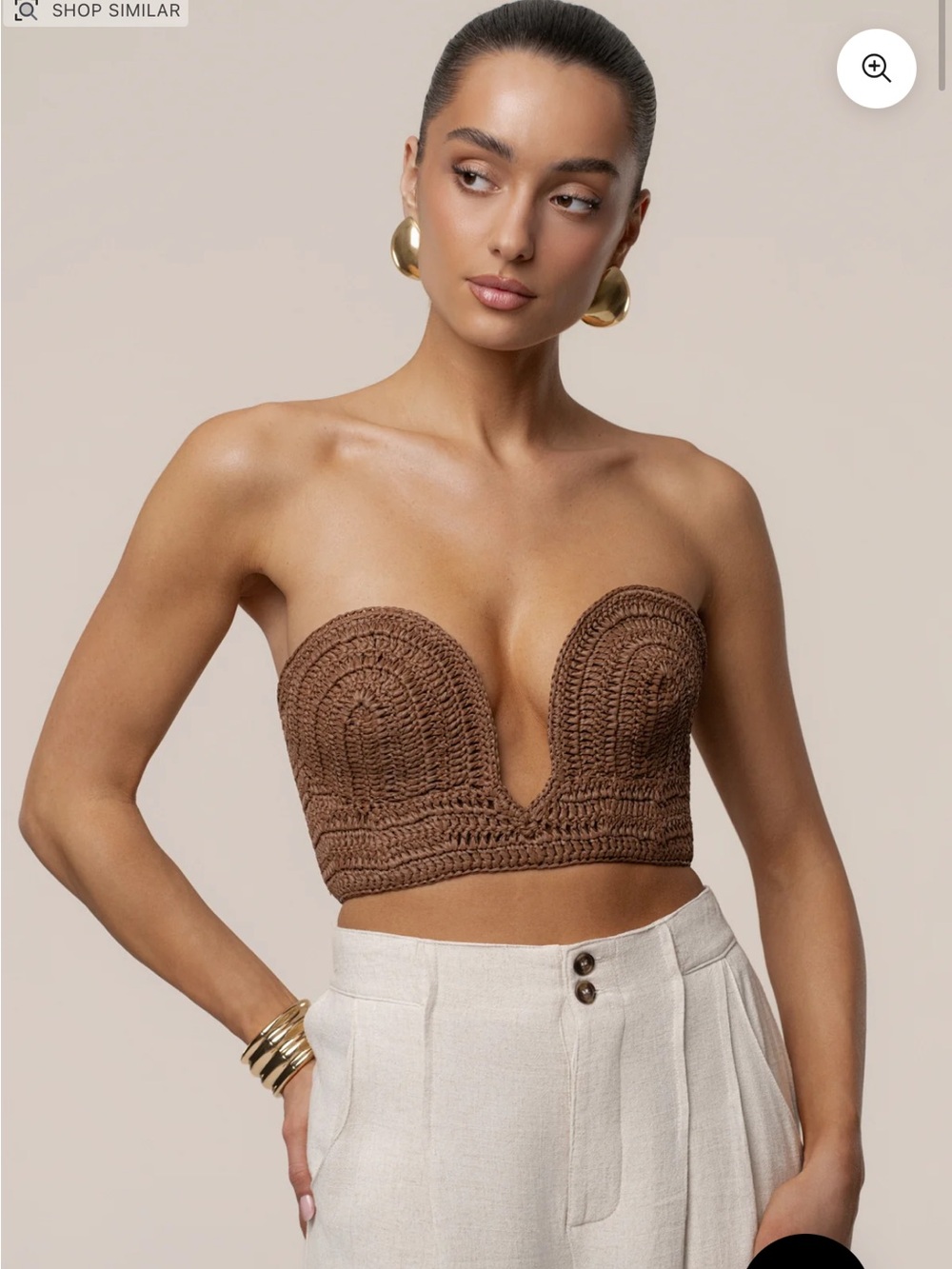 JLUXLABEL Brown Sail Away Texture Bustier